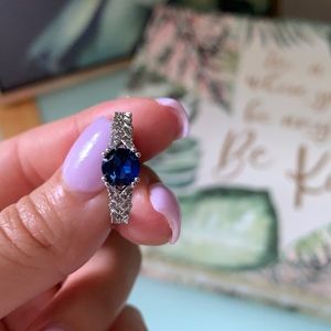 Sterling Silver & Sapphire Gemstone Fashion Ring
